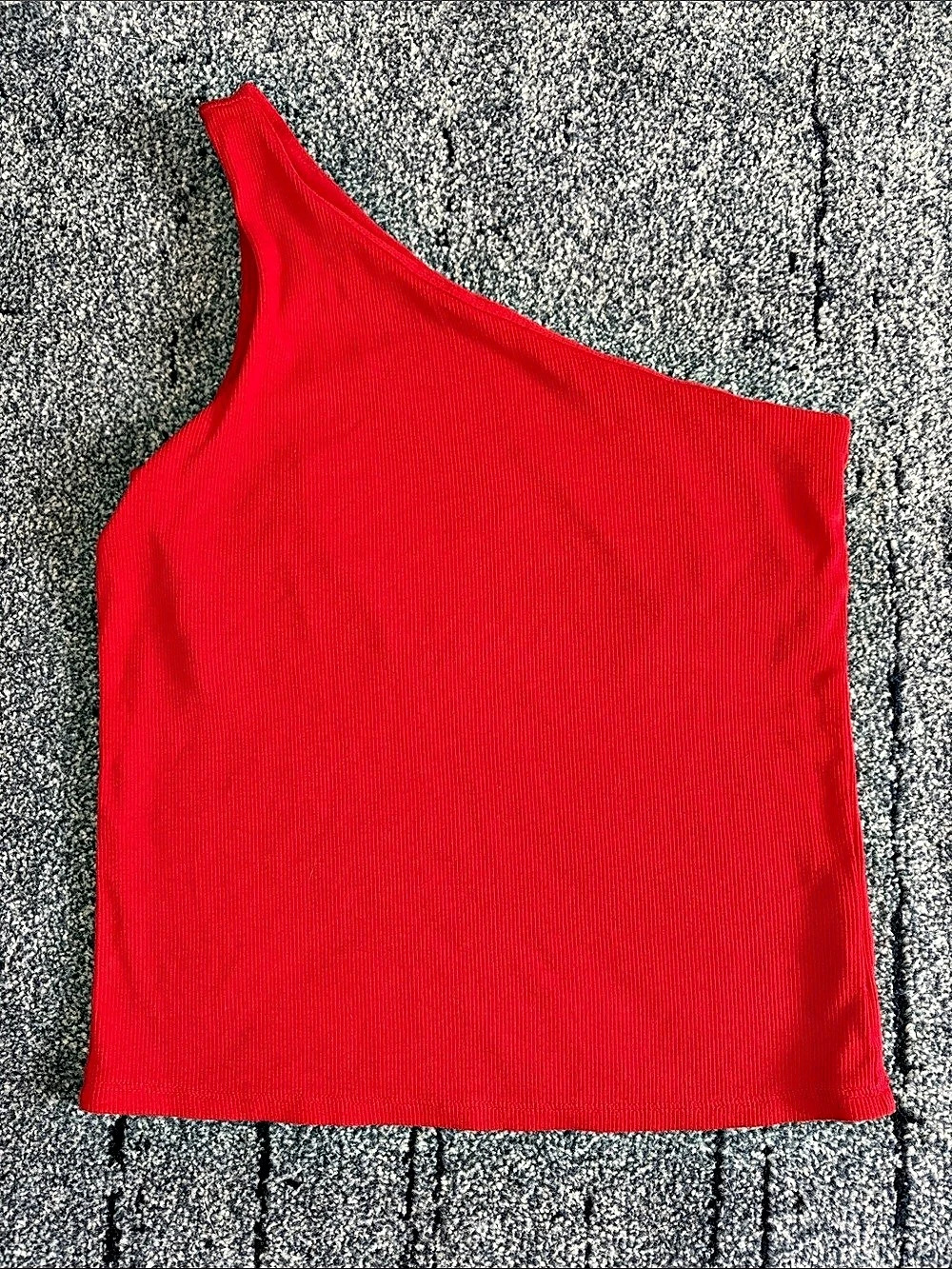 a new day One-Shoulder Rib-Knit Tank Top Red Small